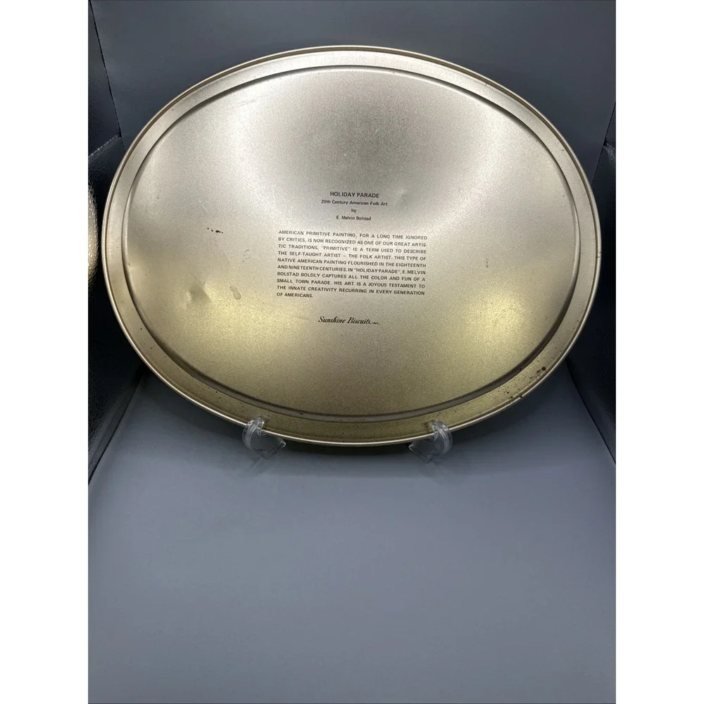 Sunshine Biscuits Cookie Tin Lid Holiday Parade American Folk Art Tray